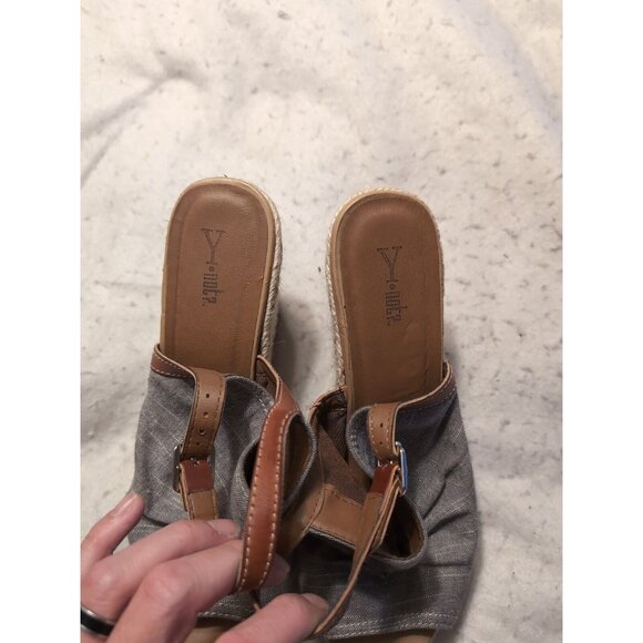 Y Not? gray canvas slingback espadrille platform 4in wedge sandal size 11 - Picture 5 of 10